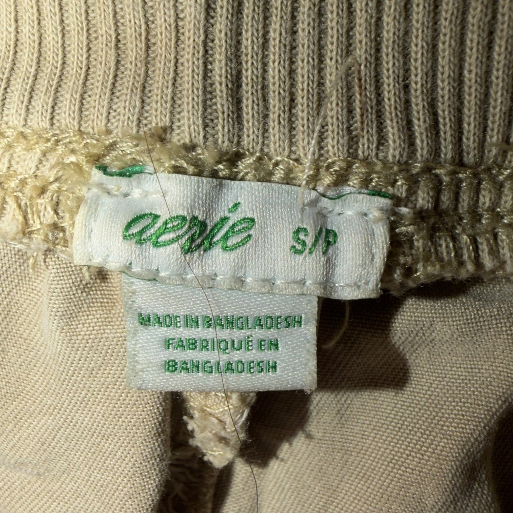 Aerie Women Tan Khaki Cargo Jogger Pants Size S 100% Lyocell Elastic Waist Cuff - Picture 2 of 12